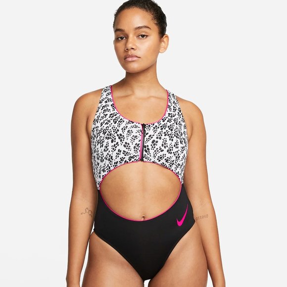 NWT Nike Women's Swimsuit MEDIUM M Party Dots  Cutout One-Piece - Picture 1 of 9